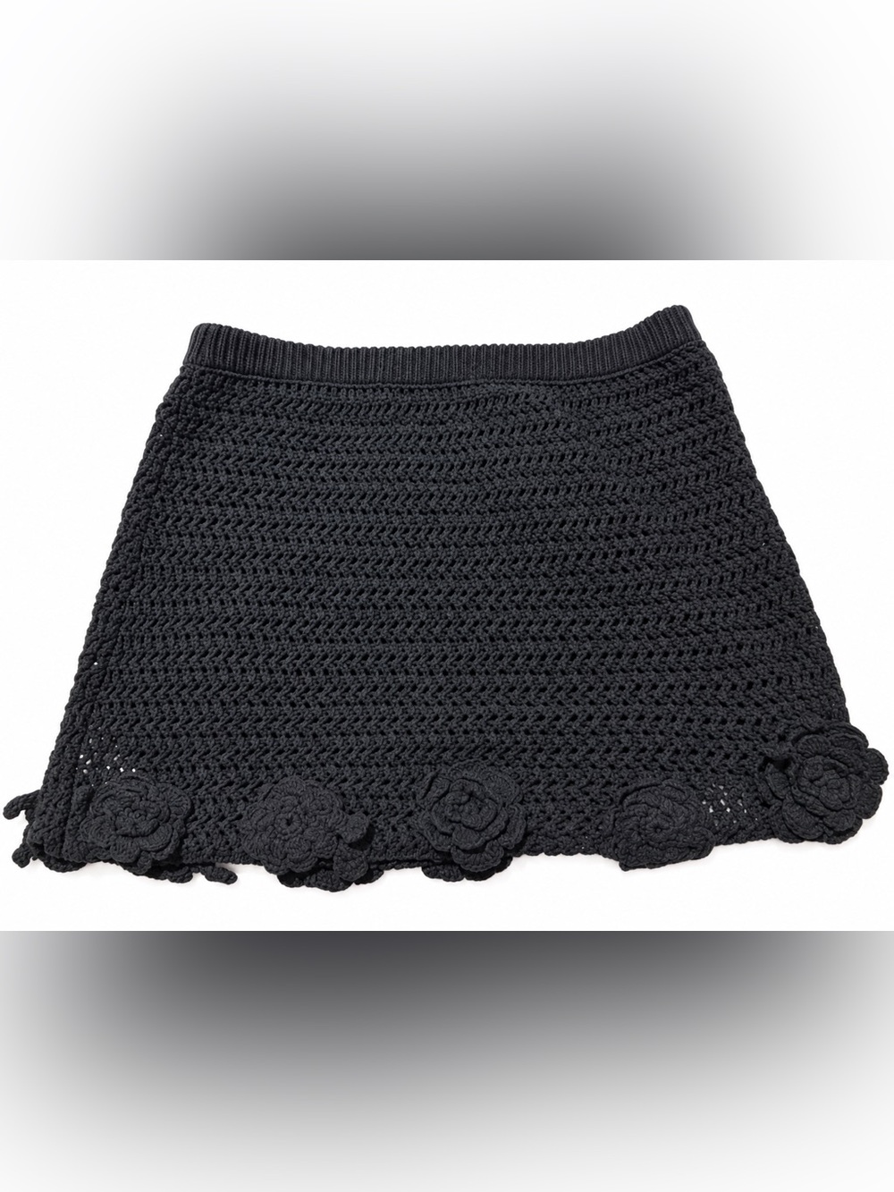 Free People Flora Crochet Mini Skirt Black Medium
